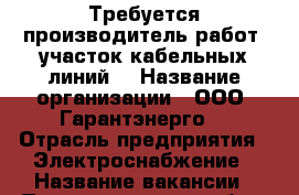 Требуется производитель работ (участок кабельных линий) › Название организации ­ ООО “Гарантэнерго“ › Отрасль предприятия ­ Электроснабжение › Название вакансии ­ Производитель работ (участок кабельных линий) › Место работы ­ г. Москва › Минимальный оклад ­ 35 000 › Максимальный оклад ­ 35 000 - Московская обл., Москва г. Работа » Вакансии   . Московская обл.